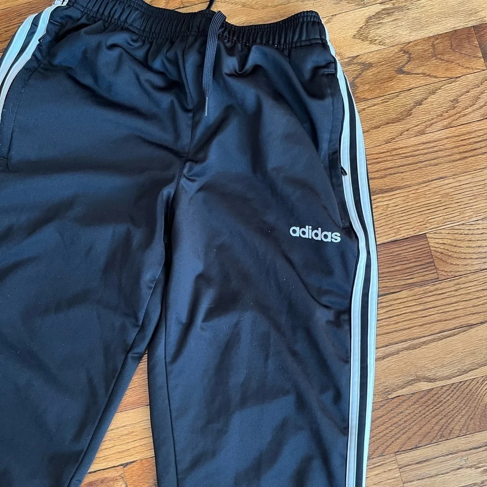 Adidas Black Joggers with White Stripes